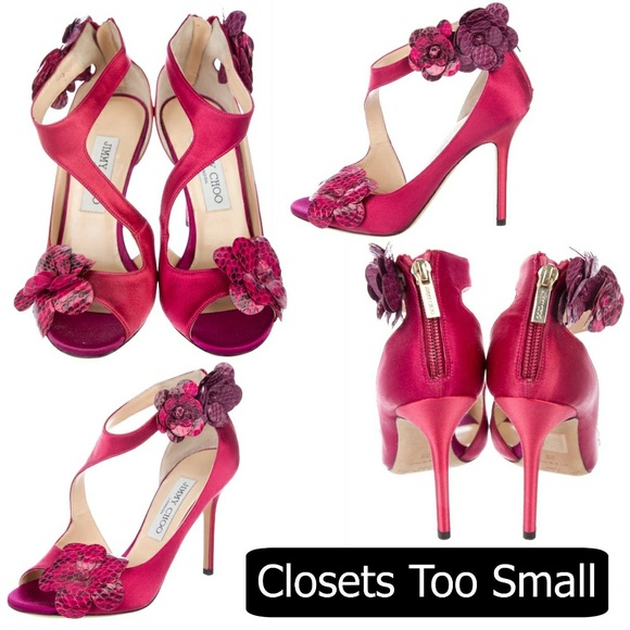 Jimmy Choo Shoes - Authentic Jimmy Choo Magenta Open Toe Heels Size 5